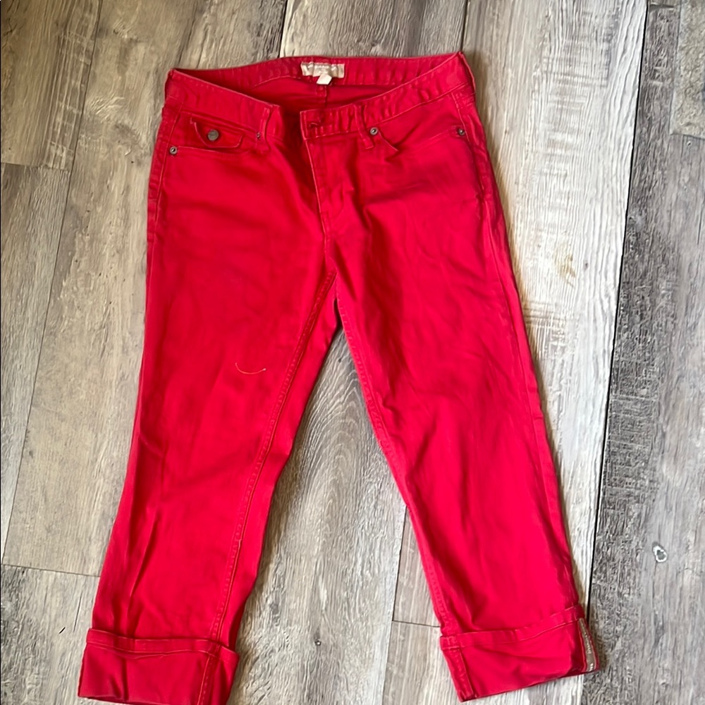 Banana Republic Red Ankle Cropped Jeans